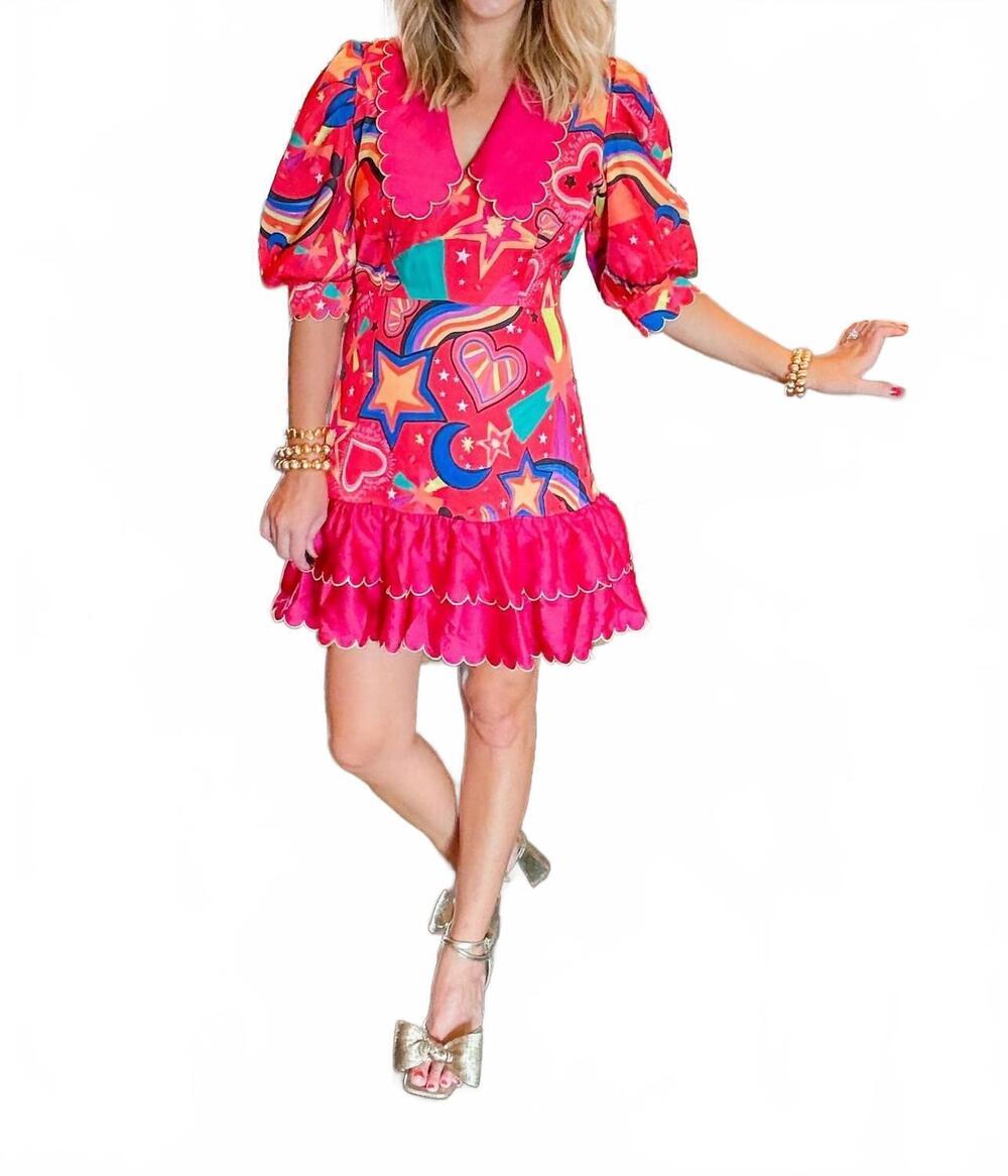 NEW ALDEN ADAIR stargazing piper dress in magenta